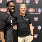 Colts defensive end Kwity Paye and Gleaners CEO Fred Glass