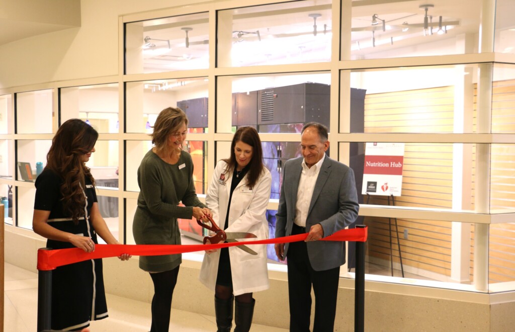 Leaders from IU Health, Gleaners Food Bank of Indiana, the Purdue Center for Health Equity and Innovation, and the American Heart Association cut the ribbon to the new Nutrition Hub at Methodist Hospital.