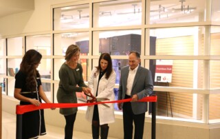 Leaders from IU Health, Gleaners Food Bank of Indiana, the Purdue Center for Health Equity and Innovation, and the American Heart Association cut the ribbon to the new Nutrition Hub at Methodist Hospital.