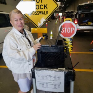 Rosie Yarling volunteers at the Gleaners drive-thru pantry.